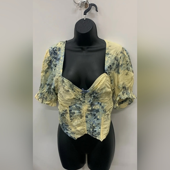 Urban Outfitters Tops - NWT Urban Outfitters Yellow & Blue Cropped Top Size L MSRP $69